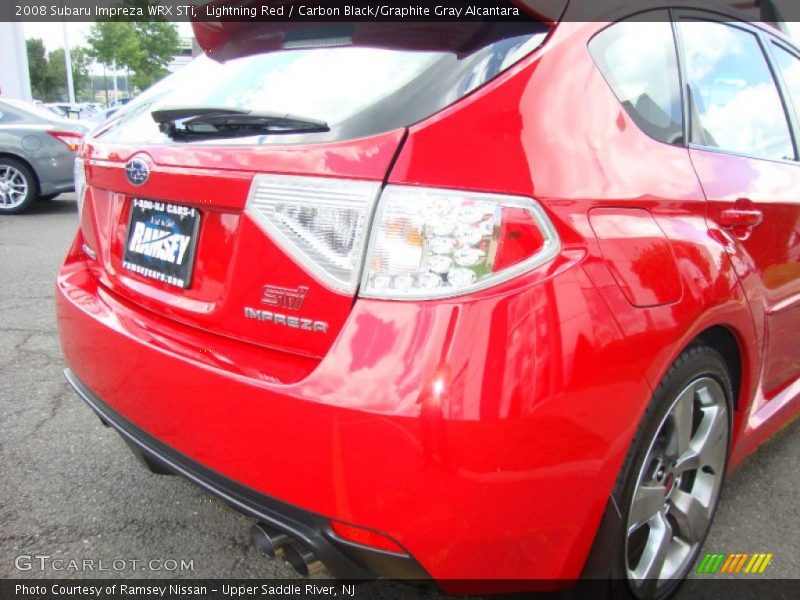 Lightning Red / Carbon Black/Graphite Gray Alcantara 2008 Subaru Impreza WRX STi