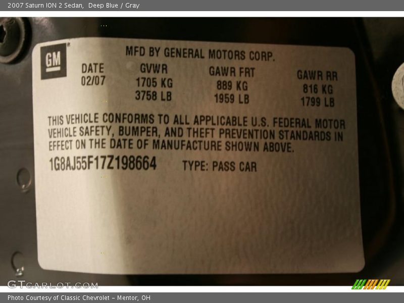 Deep Blue / Gray 2007 Saturn ION 2 Sedan