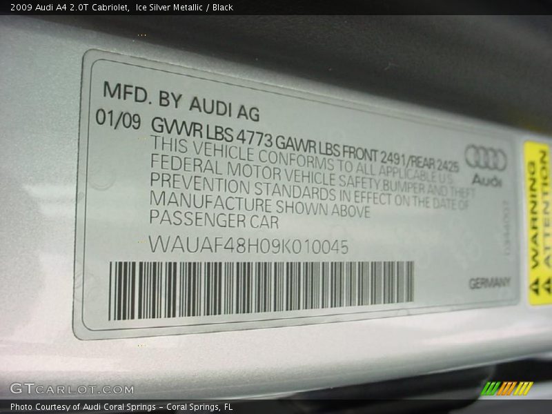 Ice Silver Metallic / Black 2009 Audi A4 2.0T Cabriolet