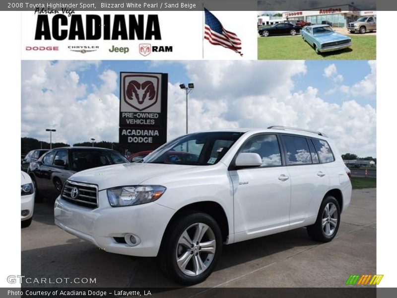 Blizzard White Pearl / Sand Beige 2008 Toyota Highlander Sport
