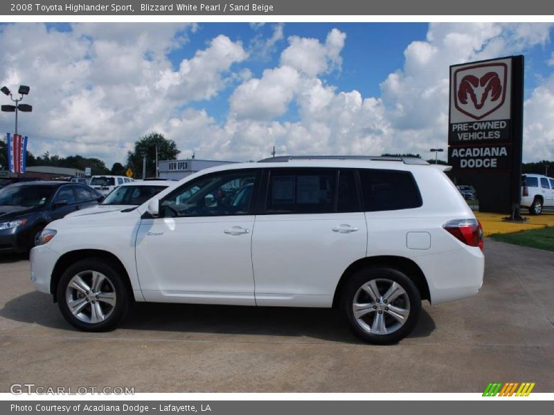 Blizzard White Pearl / Sand Beige 2008 Toyota Highlander Sport