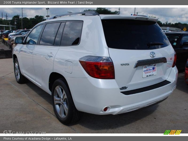 Blizzard White Pearl / Sand Beige 2008 Toyota Highlander Sport