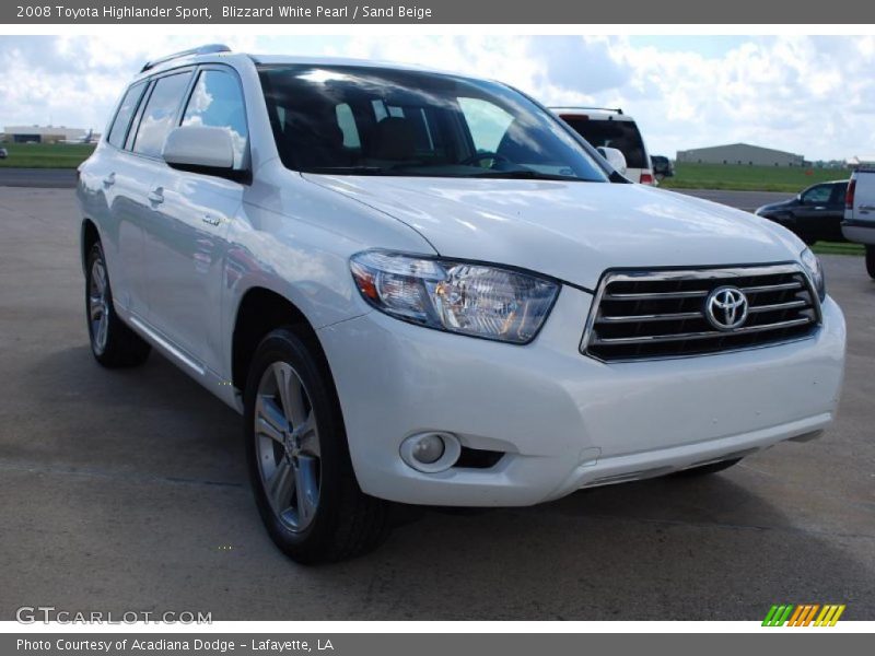 Blizzard White Pearl / Sand Beige 2008 Toyota Highlander Sport