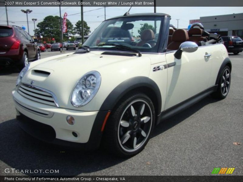 Pepper White / Lounge Malt Brown 2007 Mini Cooper S Convertible Sidewalk Edition