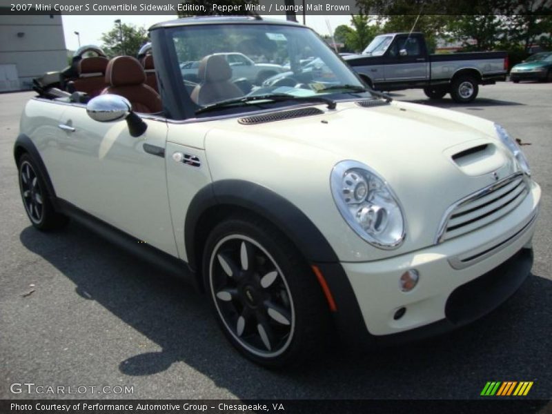 Pepper White / Lounge Malt Brown 2007 Mini Cooper S Convertible Sidewalk Edition