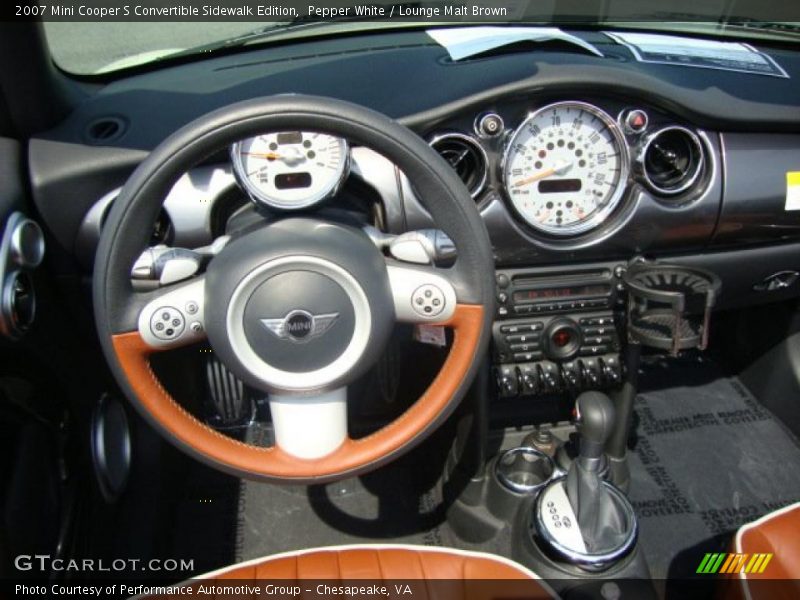 Pepper White / Lounge Malt Brown 2007 Mini Cooper S Convertible Sidewalk Edition