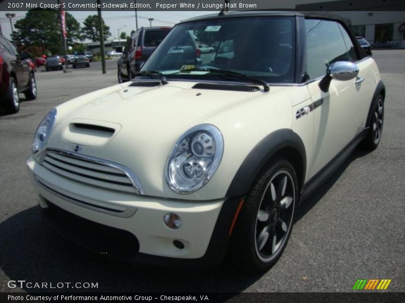 Pepper White / Lounge Malt Brown 2007 Mini Cooper S Convertible Sidewalk Edition