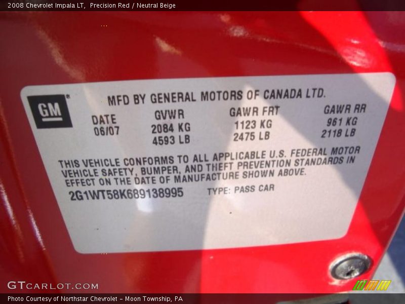 Precision Red / Neutral Beige 2008 Chevrolet Impala LT