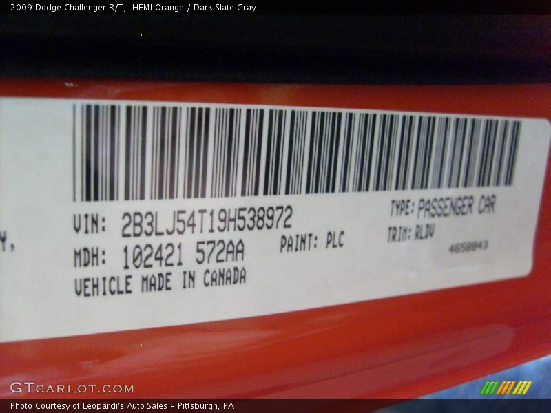 HEMI Orange / Dark Slate Gray 2009 Dodge Challenger R/T