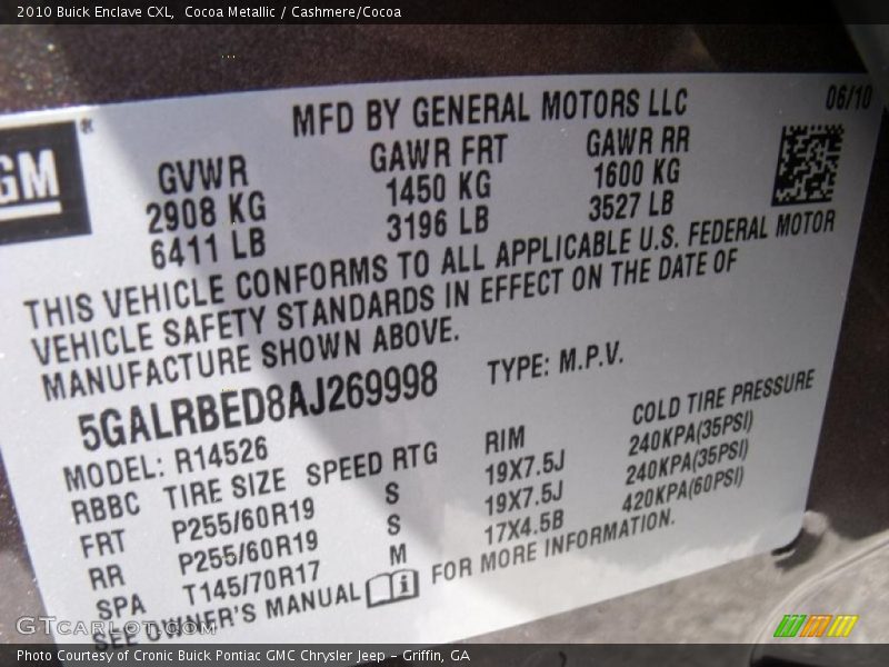 Cocoa Metallic / Cashmere/Cocoa 2010 Buick Enclave CXL