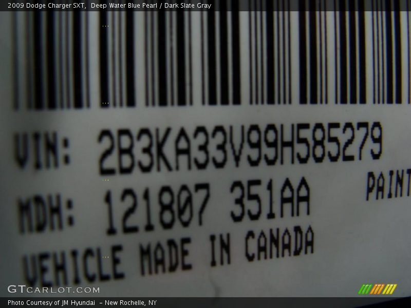 Deep Water Blue Pearl / Dark Slate Gray 2009 Dodge Charger SXT
