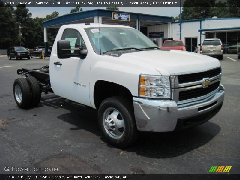 Summit White / Dark Titanium 2010 Chevrolet Silverado 3500HD Work Truck Regular Cab Chassis