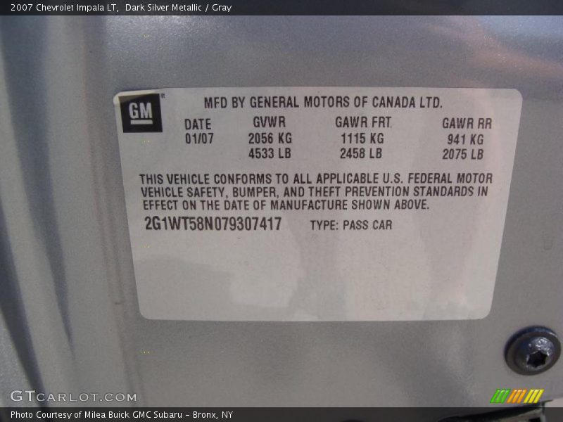Dark Silver Metallic / Gray 2007 Chevrolet Impala LT