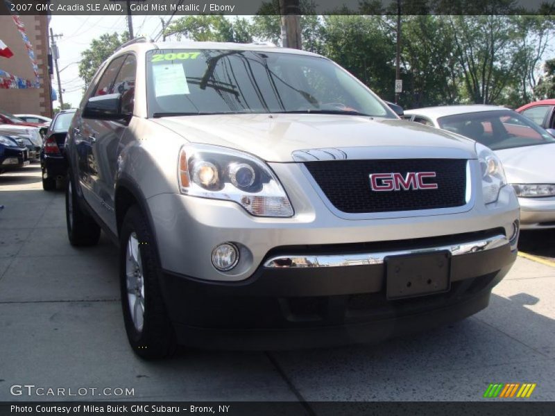 Gold Mist Metallic / Ebony 2007 GMC Acadia SLE AWD