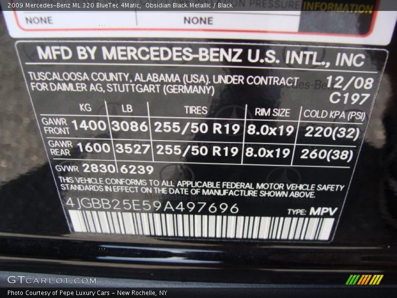 Obsidian Black Metallic / Black 2009 Mercedes-Benz ML 320 BlueTec 4Matic