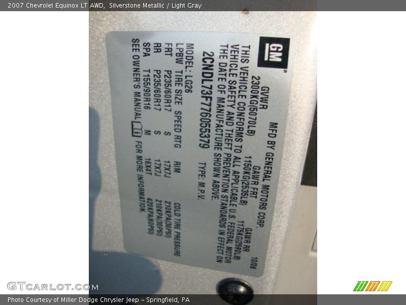 Silverstone Metallic / Light Gray 2007 Chevrolet Equinox LT AWD