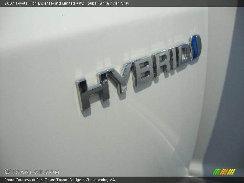 Super White / Ash Gray 2007 Toyota Highlander Hybrid Limited 4WD