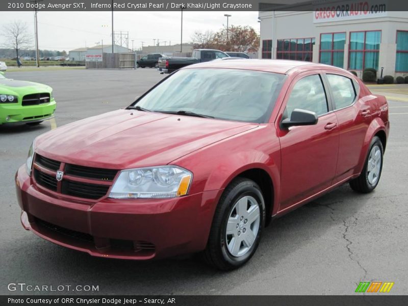 Inferno Red Crystal Pearl / Dark Khaki/Light Graystone 2010 Dodge Avenger SXT