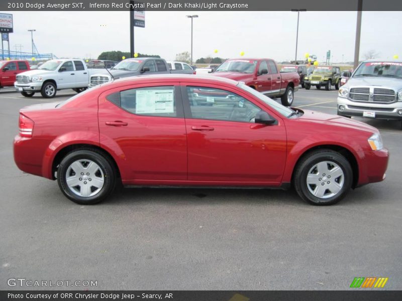 Inferno Red Crystal Pearl / Dark Khaki/Light Graystone 2010 Dodge Avenger SXT