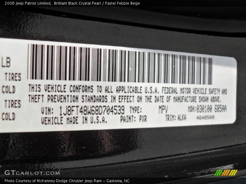 Brilliant Black Crystal Pearl / Pastel Pebble Beige 2008 Jeep Patriot Limited