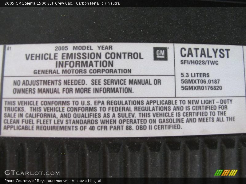 Carbon Metallic / Neutral 2005 GMC Sierra 1500 SLT Crew Cab