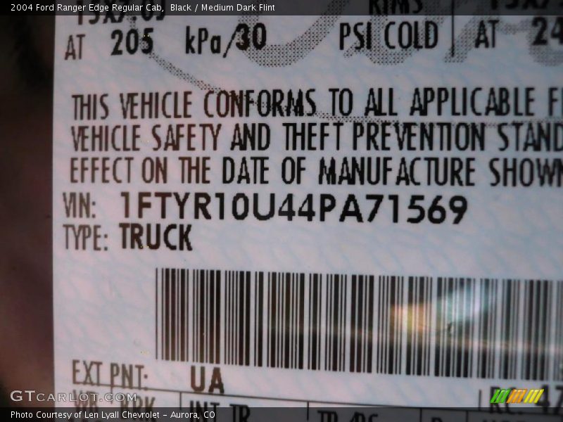 Black / Medium Dark Flint 2004 Ford Ranger Edge Regular Cab