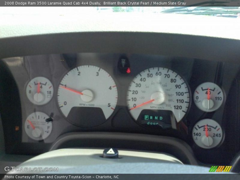 Brilliant Black Crystal Pearl / Medium Slate Gray 2008 Dodge Ram 3500 Laramie Quad Cab 4x4 Dually