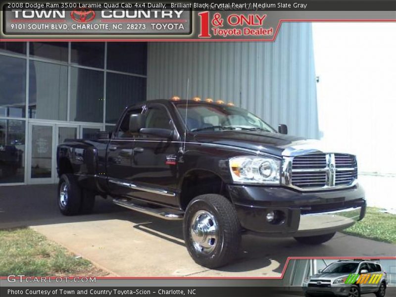 Brilliant Black Crystal Pearl / Medium Slate Gray 2008 Dodge Ram 3500 Laramie Quad Cab 4x4 Dually