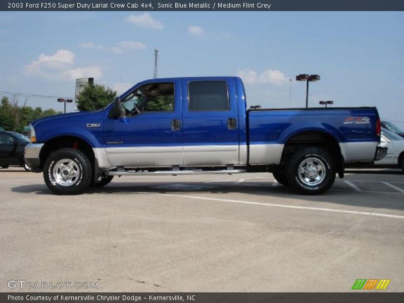 Sonic Blue Metallic / Medium Flint Grey 2003 Ford F250 Super Duty Lariat Crew Cab 4x4