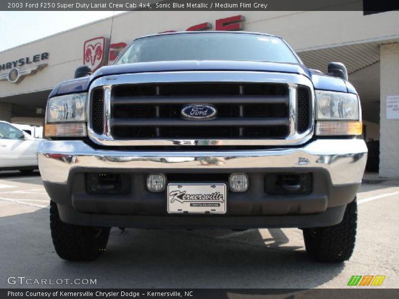 Sonic Blue Metallic / Medium Flint Grey 2003 Ford F250 Super Duty Lariat Crew Cab 4x4