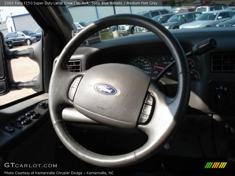 Sonic Blue Metallic / Medium Flint Grey 2003 Ford F250 Super Duty Lariat Crew Cab 4x4