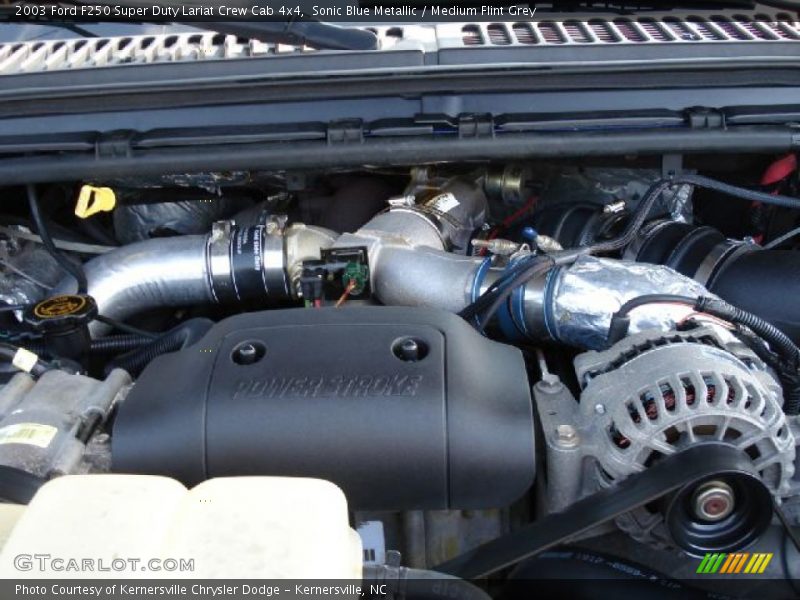 Sonic Blue Metallic / Medium Flint Grey 2003 Ford F250 Super Duty Lariat Crew Cab 4x4
