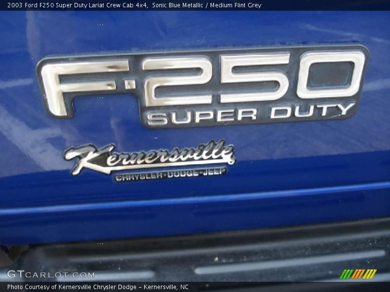 Sonic Blue Metallic / Medium Flint Grey 2003 Ford F250 Super Duty Lariat Crew Cab 4x4