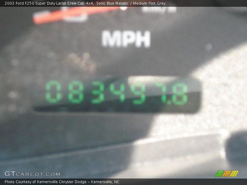 Sonic Blue Metallic / Medium Flint Grey 2003 Ford F250 Super Duty Lariat Crew Cab 4x4