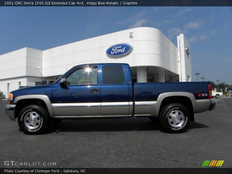 Indigo Blue Metallic / Graphite 2001 GMC Sierra 1500 SLE Extended Cab 4x4