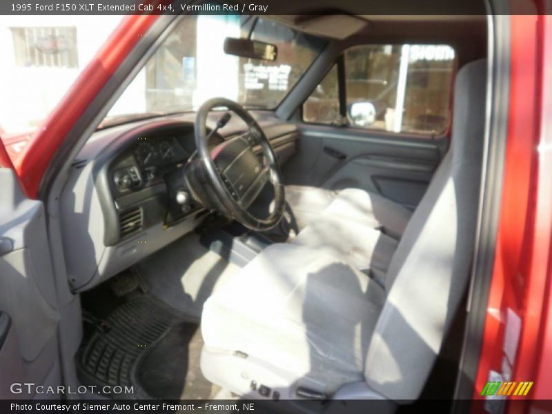 Vermillion Red / Gray 1995 Ford F150 XLT Extended Cab 4x4