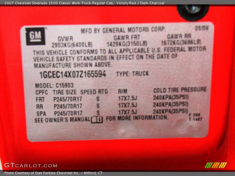 Victory Red / Dark Charcoal 2007 Chevrolet Silverado 1500 Classic Work Truck Regular Cab