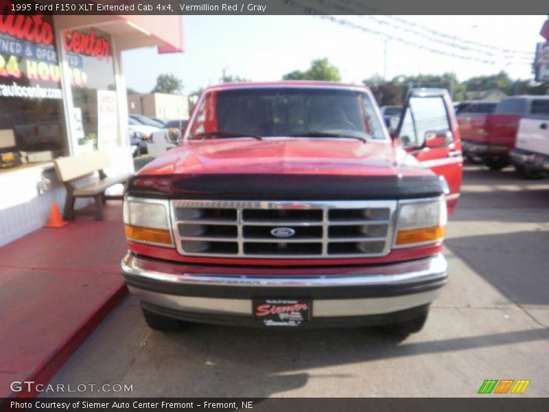 Vermillion Red / Gray 1995 Ford F150 XLT Extended Cab 4x4