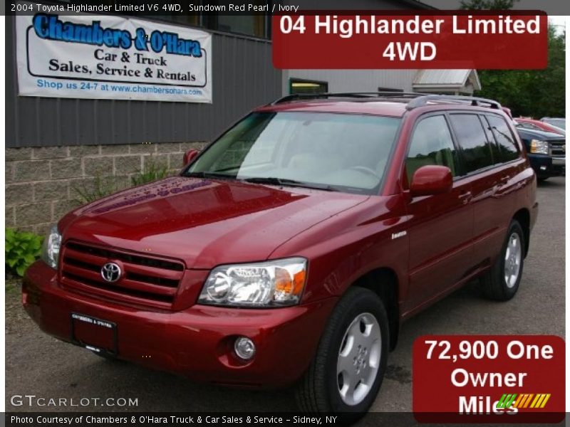 Sundown Red Pearl / Ivory 2004 Toyota Highlander Limited V6 4WD