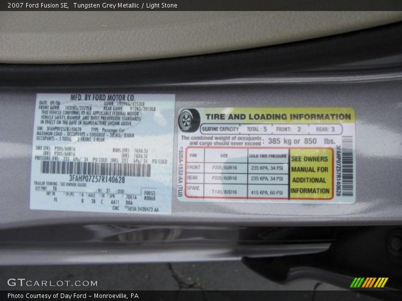 Tungsten Grey Metallic / Light Stone 2007 Ford Fusion SE