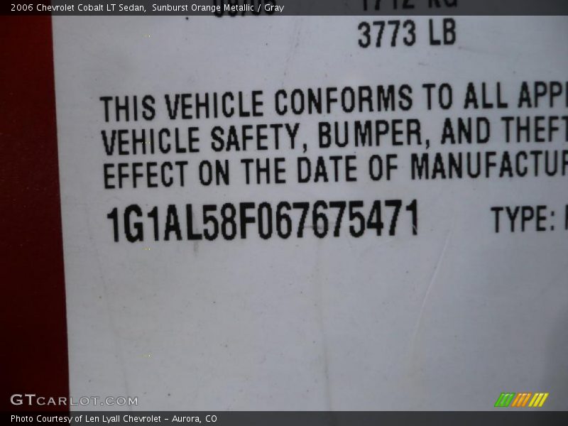 Sunburst Orange Metallic / Gray 2006 Chevrolet Cobalt LT Sedan