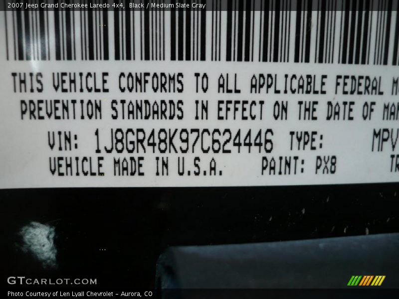 Black / Medium Slate Gray 2007 Jeep Grand Cherokee Laredo 4x4