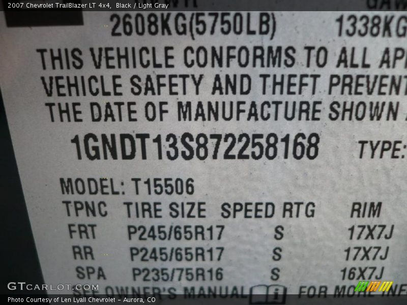 Black / Light Gray 2007 Chevrolet TrailBlazer LT 4x4