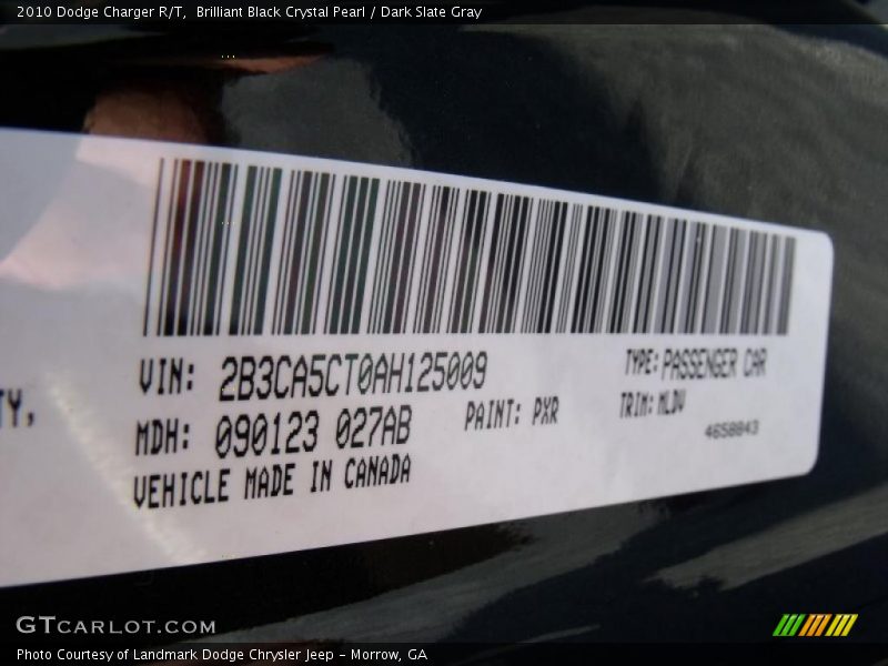 Brilliant Black Crystal Pearl / Dark Slate Gray 2010 Dodge Charger R/T