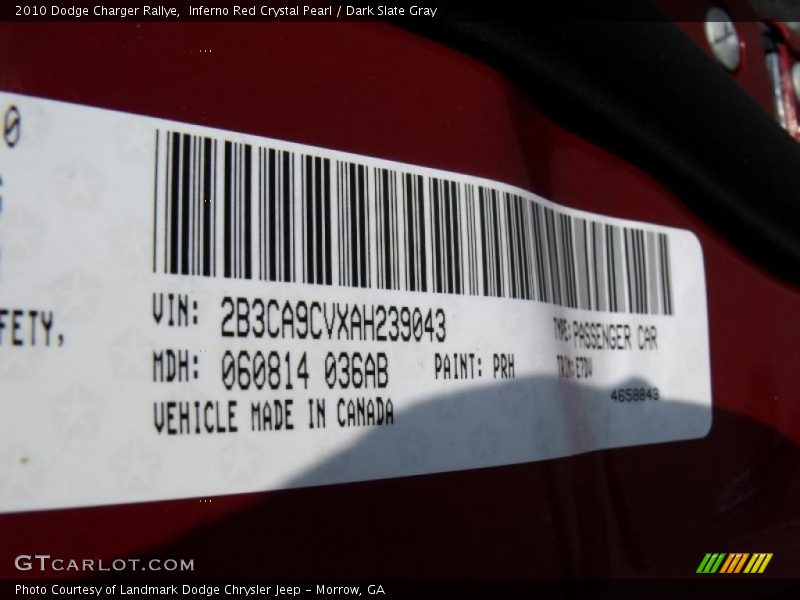 Inferno Red Crystal Pearl / Dark Slate Gray 2010 Dodge Charger Rallye