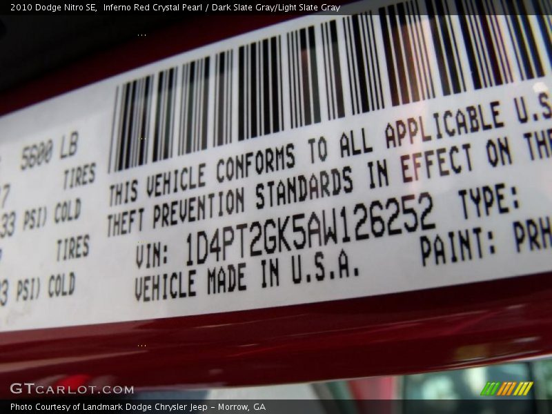 Inferno Red Crystal Pearl / Dark Slate Gray/Light Slate Gray 2010 Dodge Nitro SE