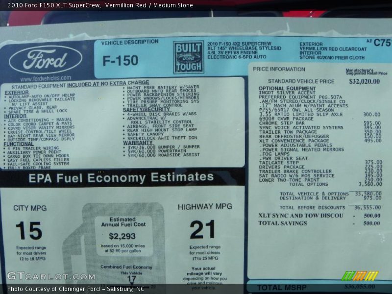 Vermillion Red / Medium Stone 2010 Ford F150 XLT SuperCrew