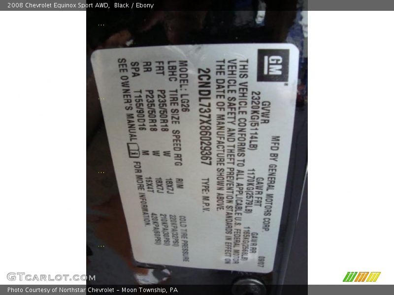 Black / Ebony 2008 Chevrolet Equinox Sport AWD