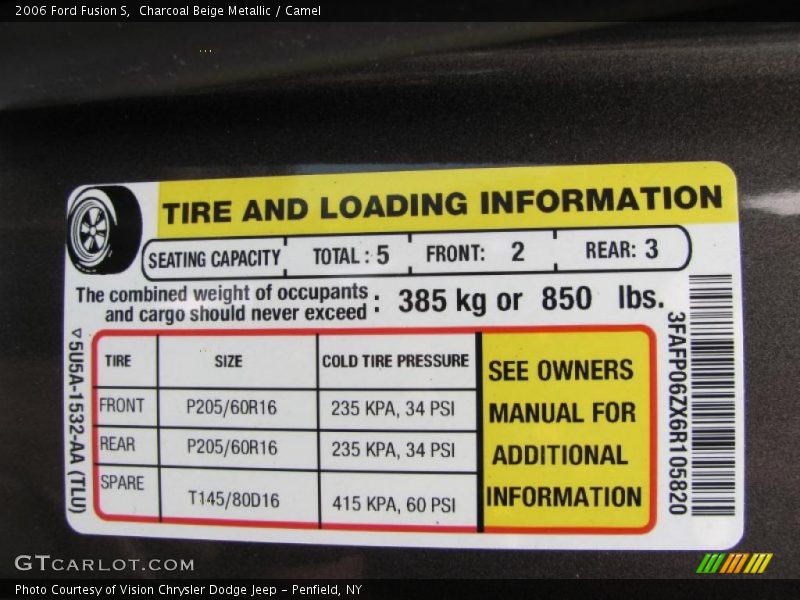 Charcoal Beige Metallic / Camel 2006 Ford Fusion S
