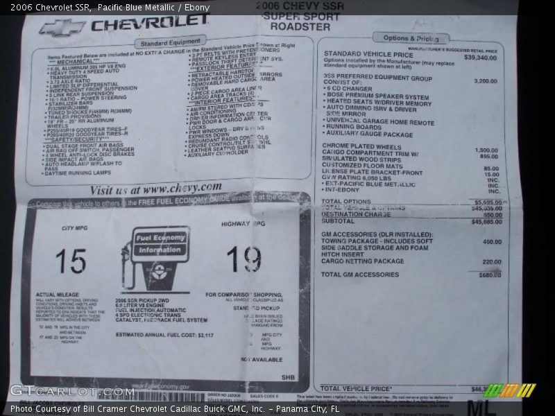 Pacific Blue Metallic / Ebony 2006 Chevrolet SSR